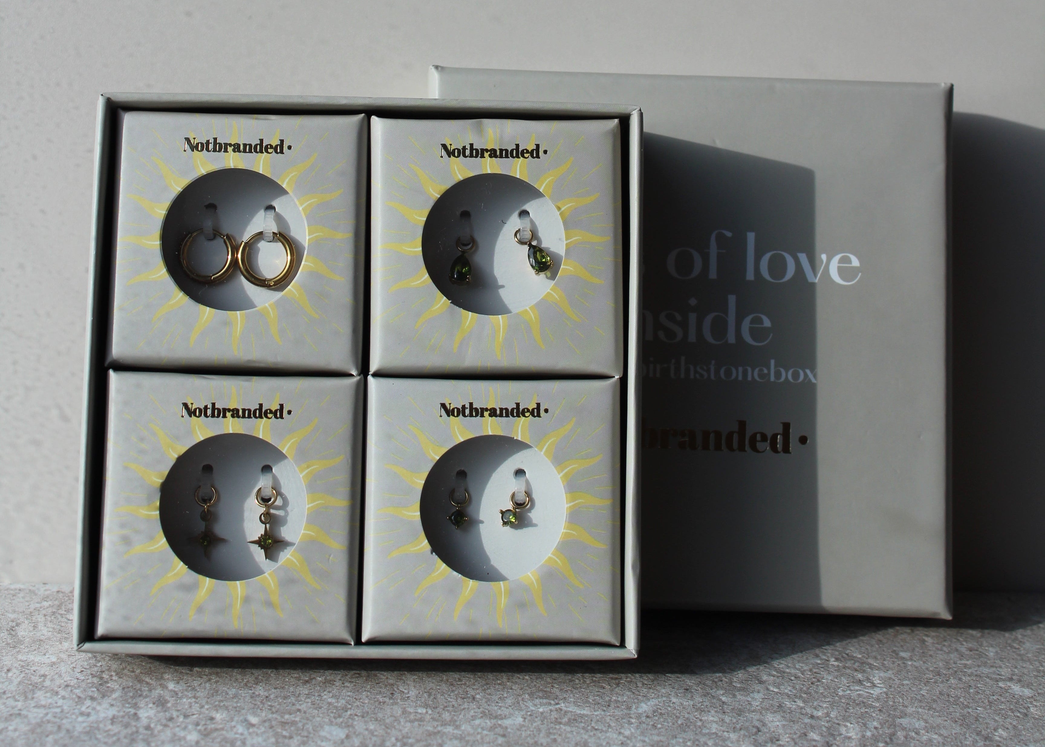 Birthstonebox - Oorbellen - Set - Stainless Steel