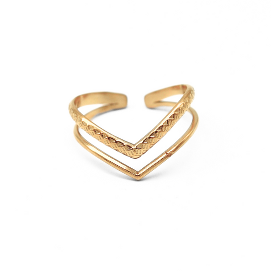 Double Wave - Ring - Stainless Steel - Verstelbaar