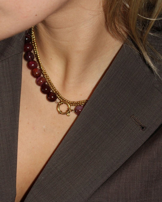 Samira - Ketting - Natuursteen - Stainless Steel