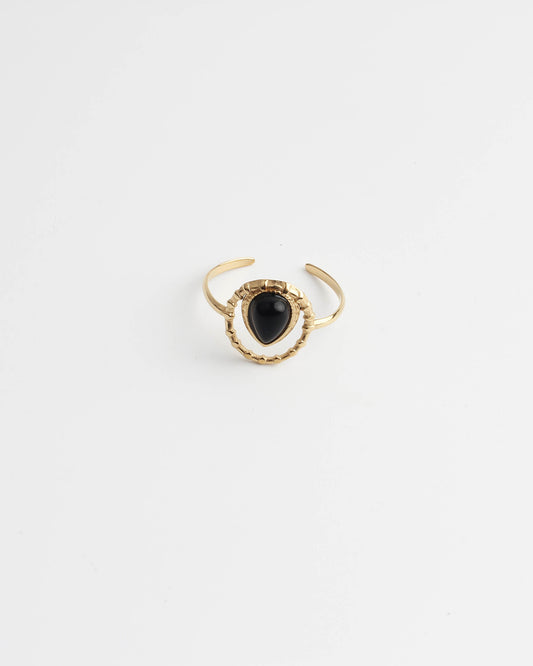 Loula - Ring - Natuursteen - Stainless Steel - Verstelbaar