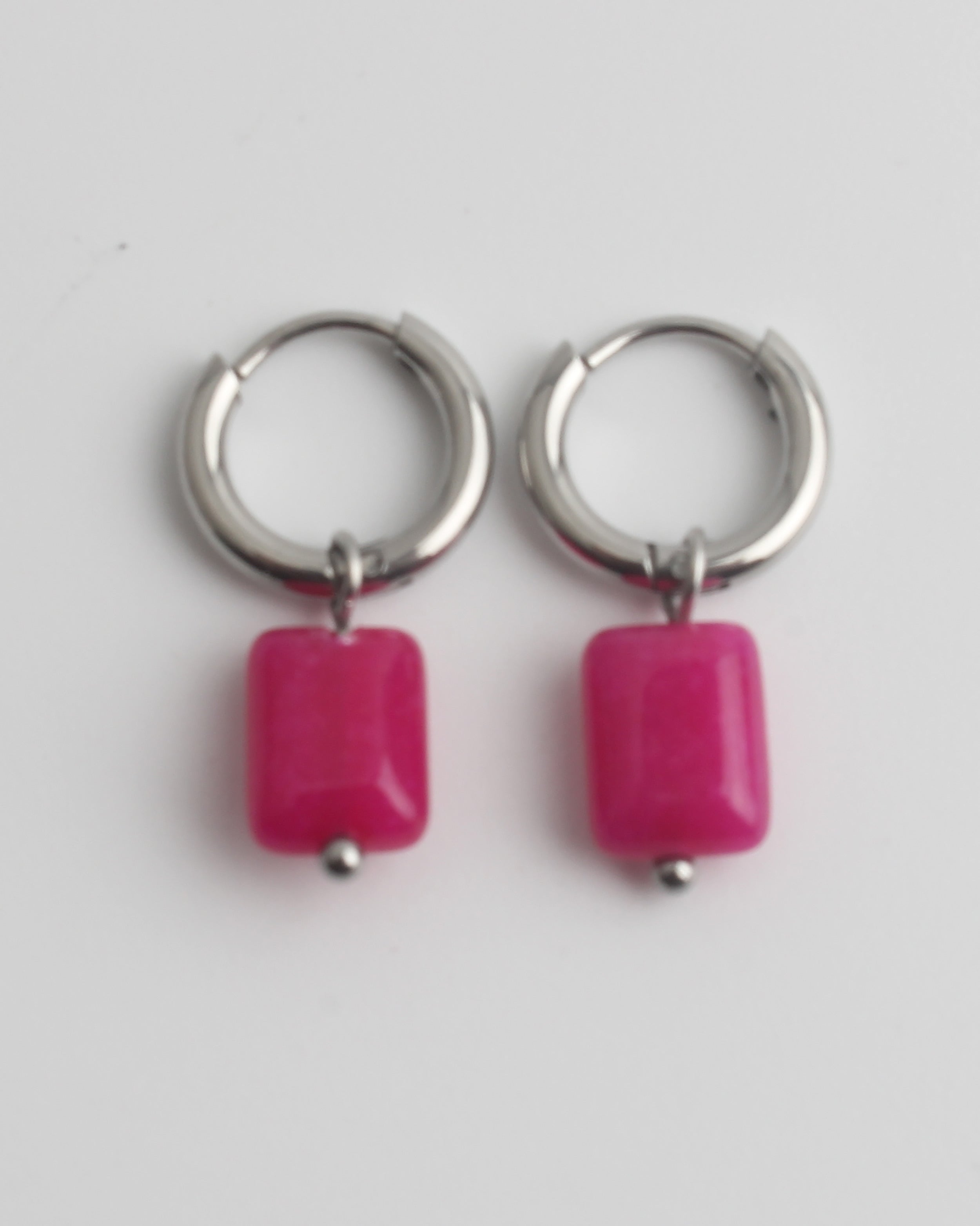 Square Stone - Oorbellen - Stainless Steel