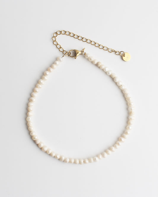 100% Real Fresh Water Pearl - Enkelband - Stainless Steel