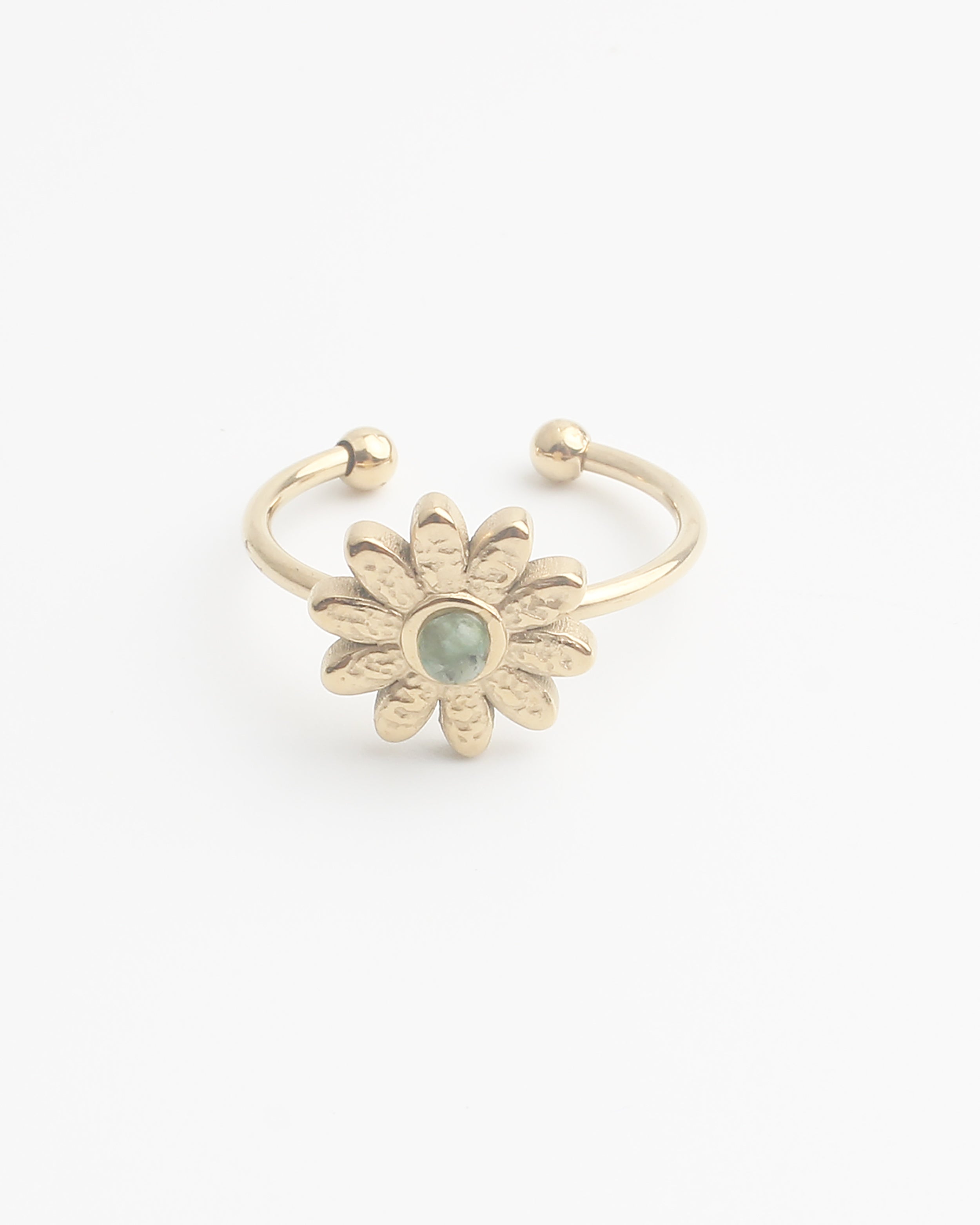 Daisy - Ring - Natuursteen - Stainless Steel - Verstelbaar