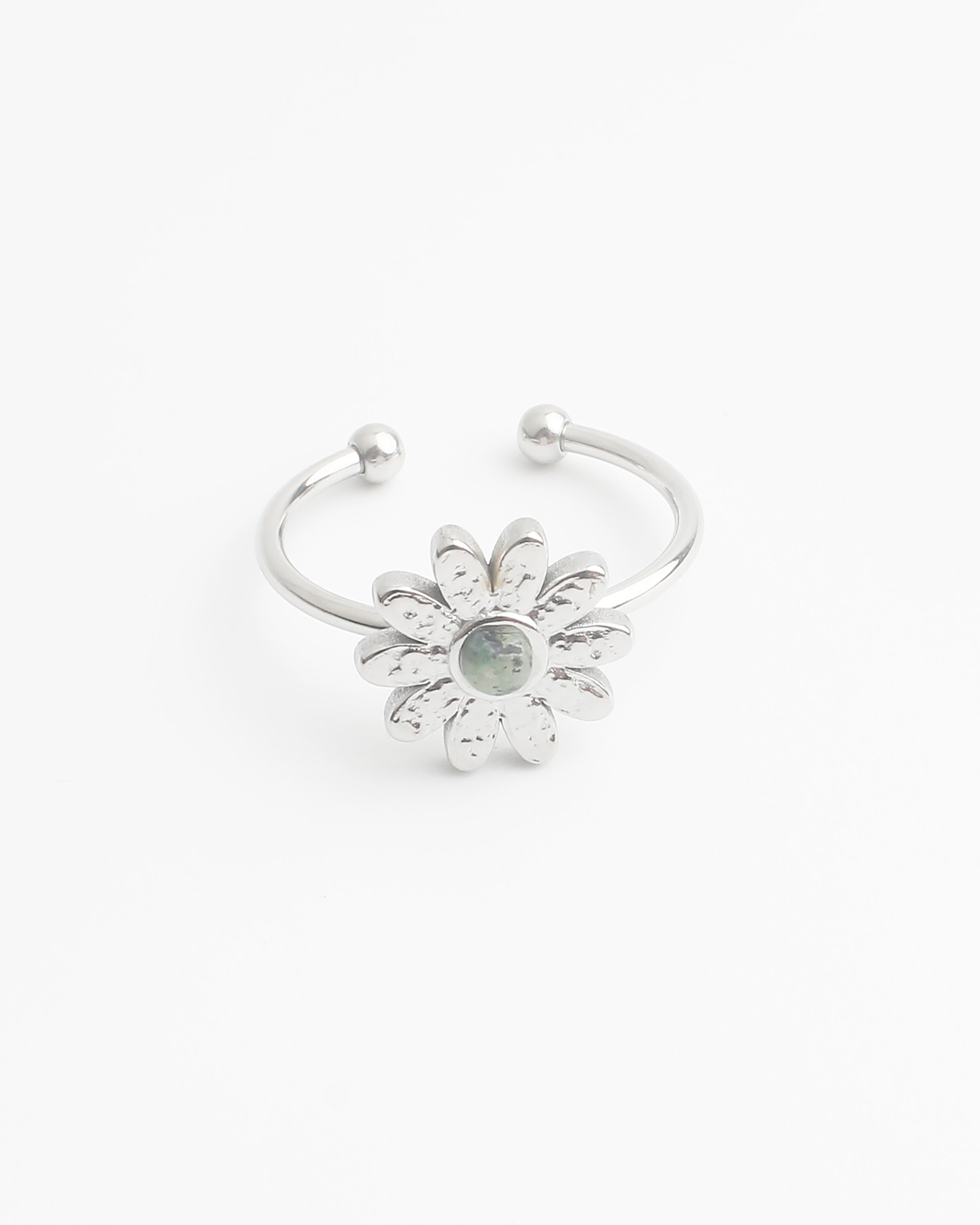 Daisy - Ring - Natuursteen - Stainless Steel - Verstelbaar