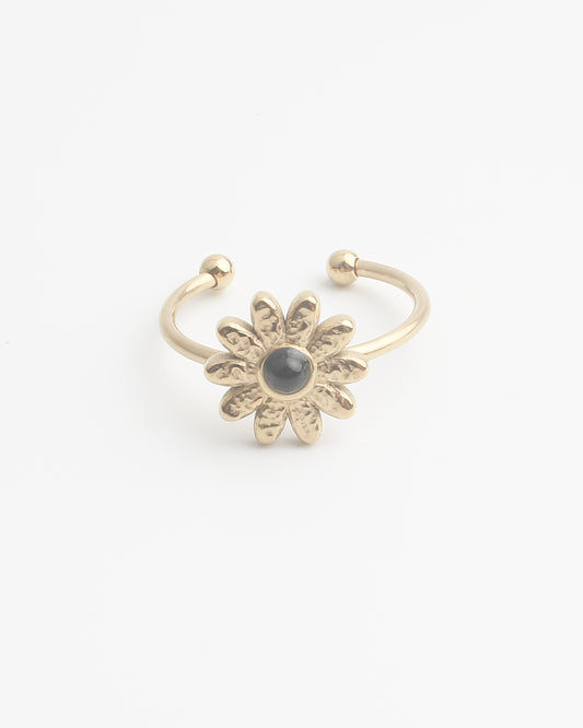 Daisy - Ring - Natuursteen - Stainless Steel - Verstelbaar
