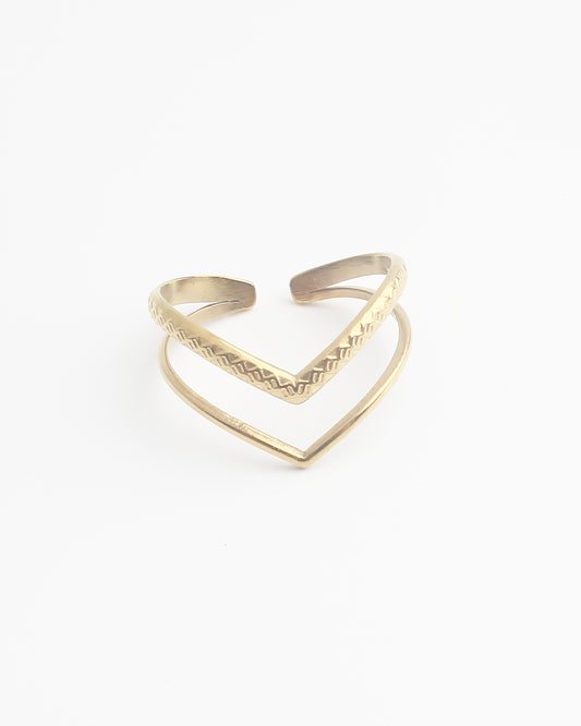 Double Wave - Ring - Stainless Steel - Verstelbaar