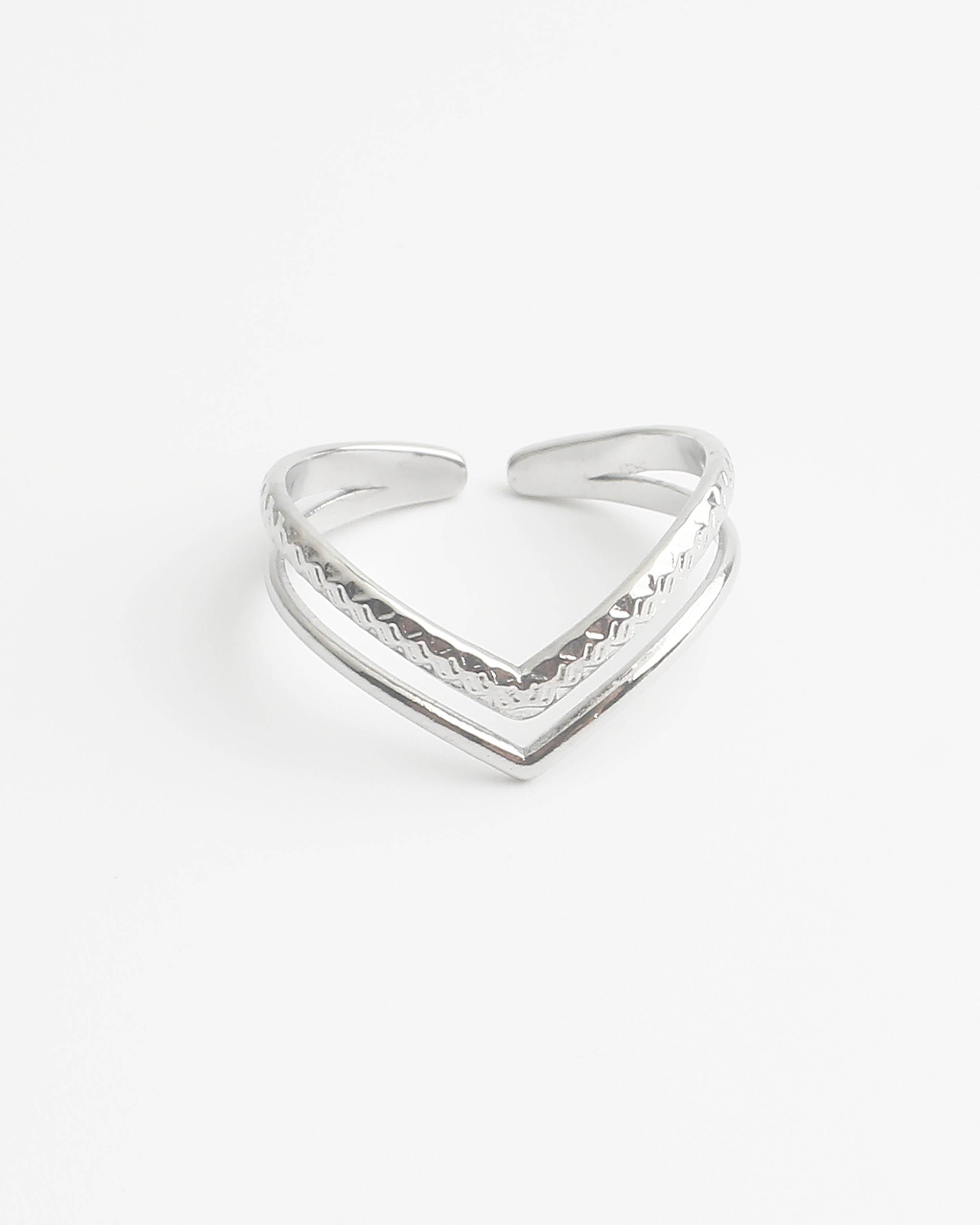 Double Wave - Ring - Stainless Steel - Verstelbaar