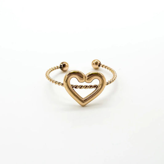 Open Heart - Ring - Stainless Steel - Verstelbaar