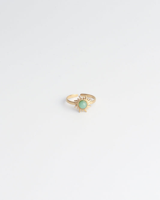 Sunflower - Ring - Stainless Steel - Verstelbaar - Natuursteen