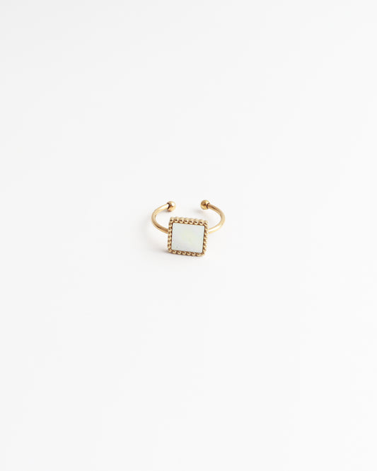 Square Shell - Ring - Stainless Steel - Verstelbaar