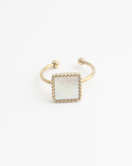 Square Shell - Ring - Stainless Steel - Verstelbaar