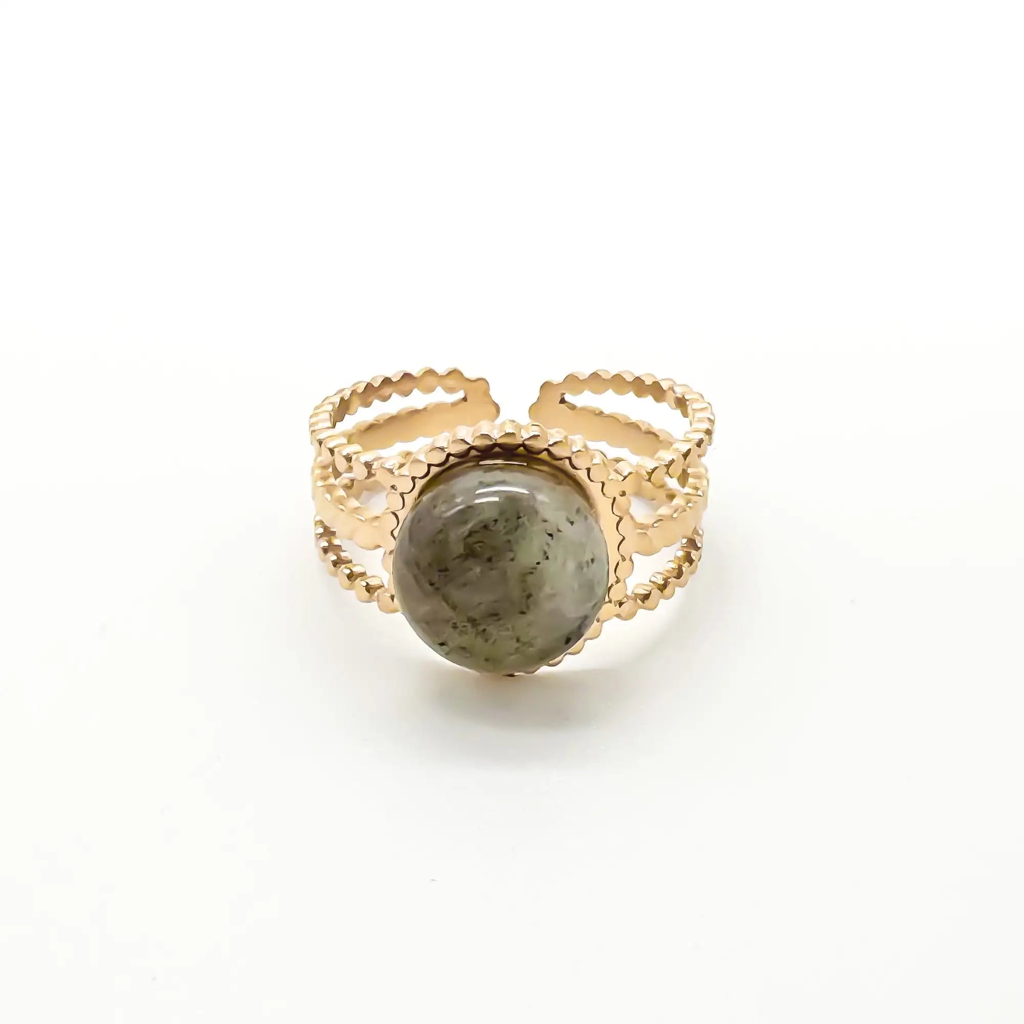 Nikkie - Ring - Natuursteen - Stainless Steel - Verstelbaar