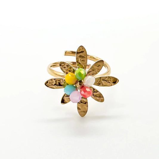 Colorful Flower - Ring - Stainless Steel - Verstelbaar