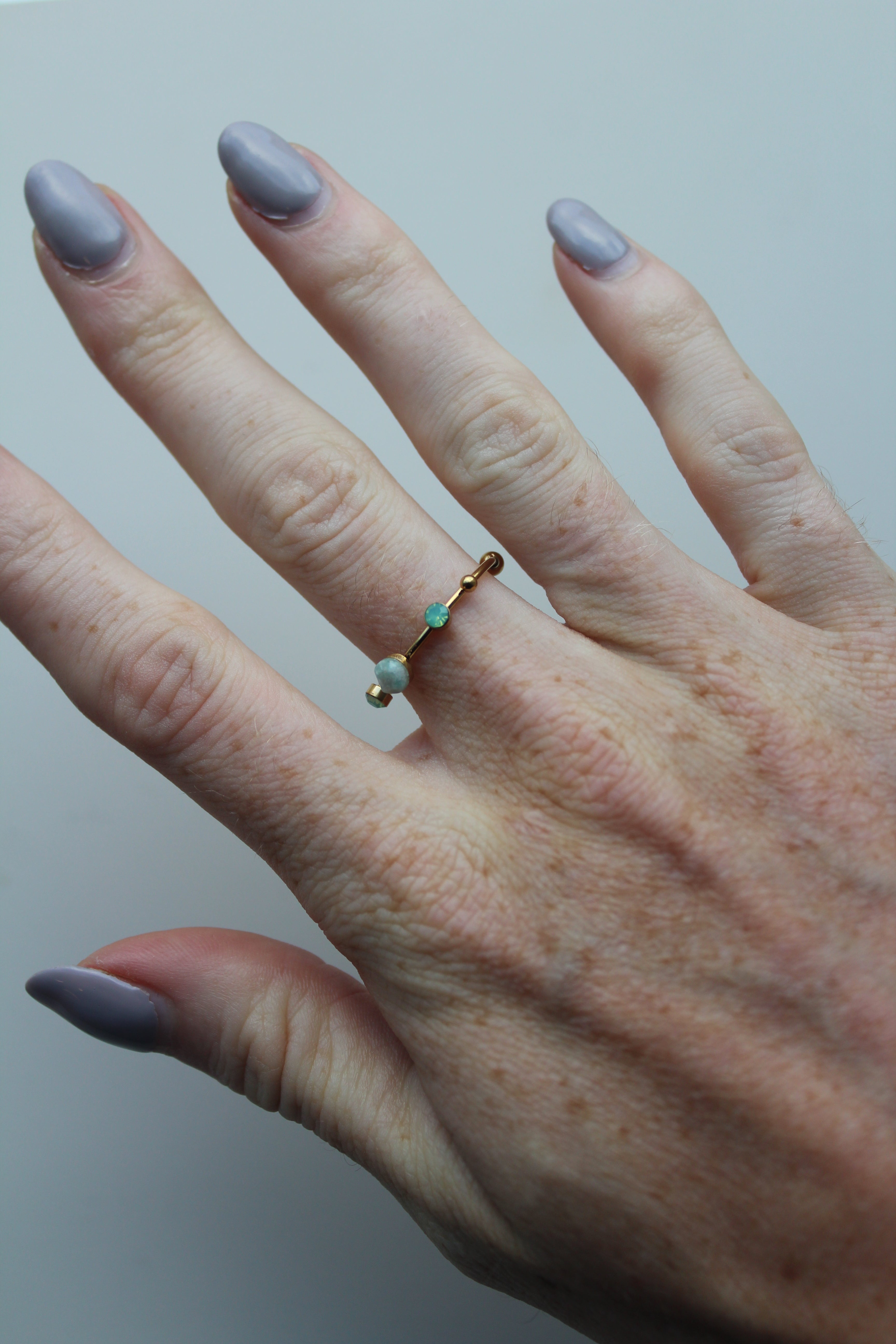 Victoria - Ring - Stainless Steel - Natuursteen - Verstelbaar