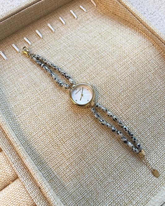 Noelia - Horloge - Natuursteen- Stainless Steel