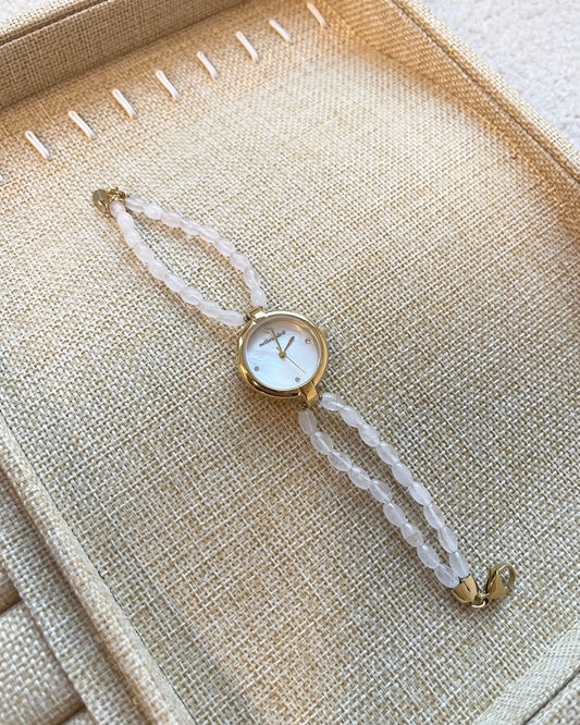 Rose - Horloge - Natuursteen - Stainless Steel