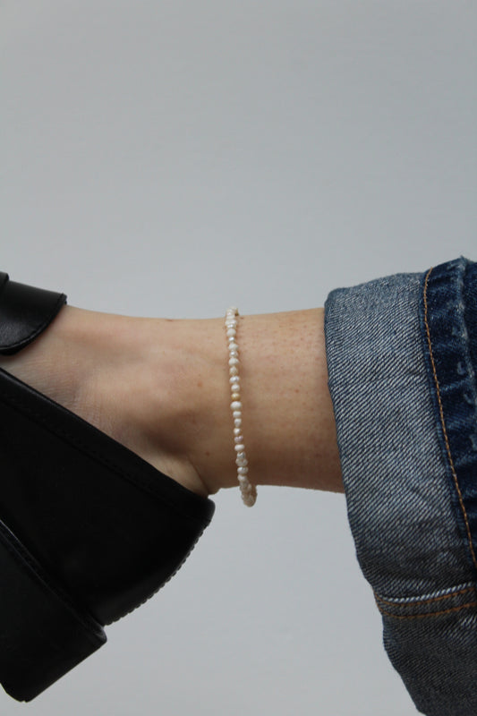 100% Real Fresh Water Pearl - Enkelband - Stainless Steel