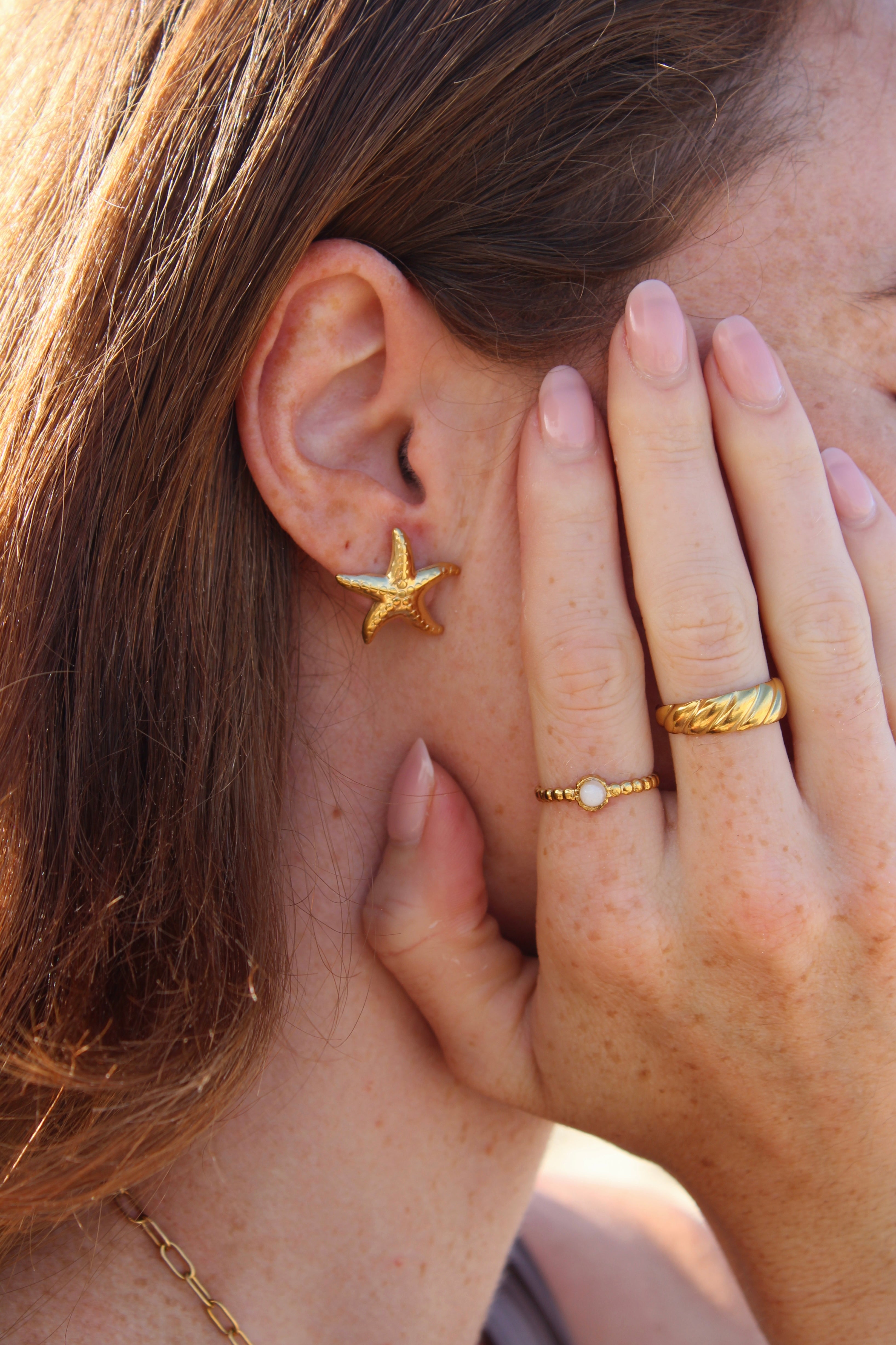 Nadine - Ring  - Stainless Steel - Verstelbaar - Natuursteen