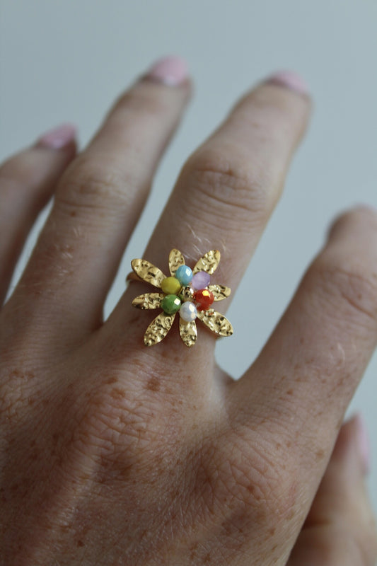Colorful Flower - Ring - Stainless Steel - Verstelbaar
