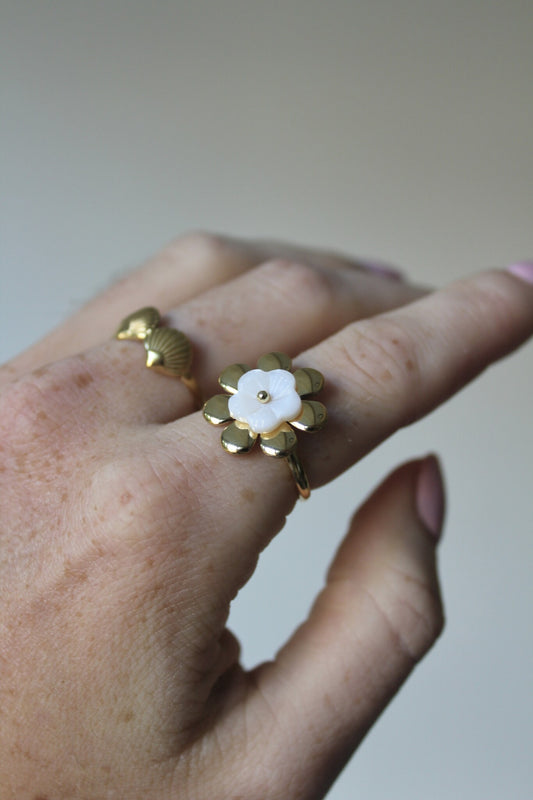 Shell Flower - Ring - Stainless Steel - Verstelbaar