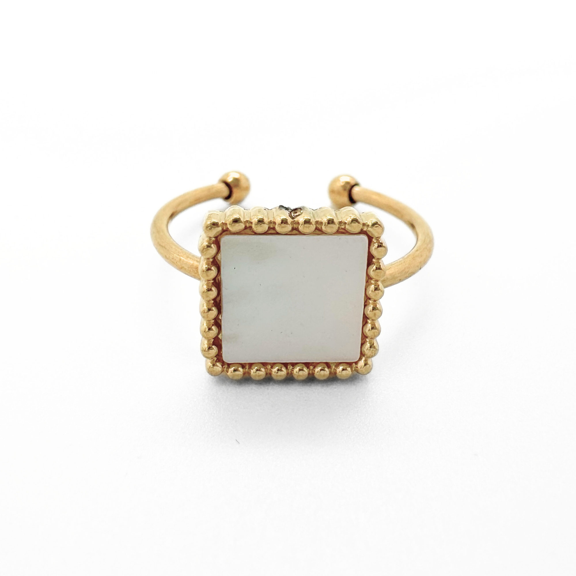 Square Shell - Ring - Stainless Steel - Verstelbaar