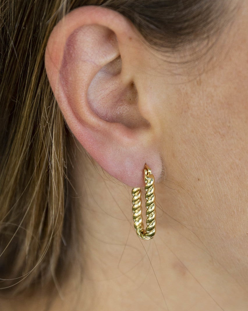 Turned Square - Oorbellen - Stainless Steel